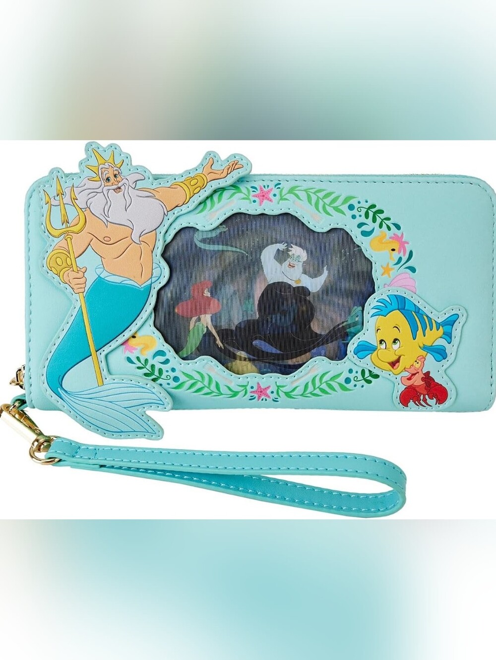 The Little Mermaid Wristlet Wallet - Aqua with Character Window